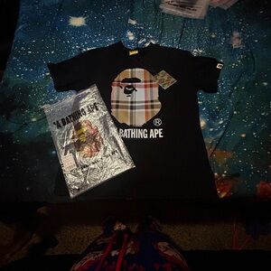 Black burberry x BAPE designer shirt